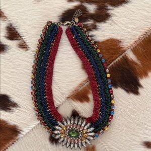 Elegant Multicolor Beaded Necklace with Floral Pendant
